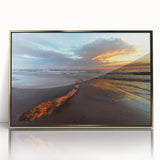 Acrylic print of a European Lithuanian scenery in art deco style with a gold frame, suitable for modern nursery wall art.