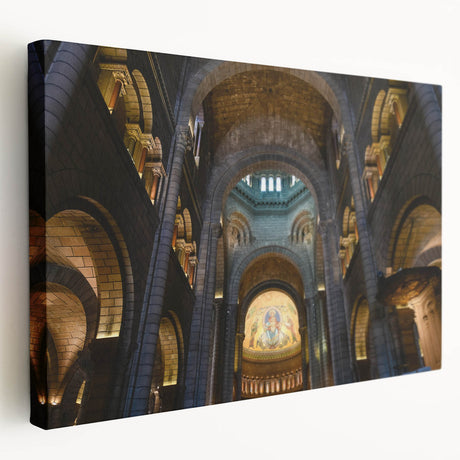 Large art print of a European Monaco scenery on stretched canvas, featuring vivid blue and white tones.