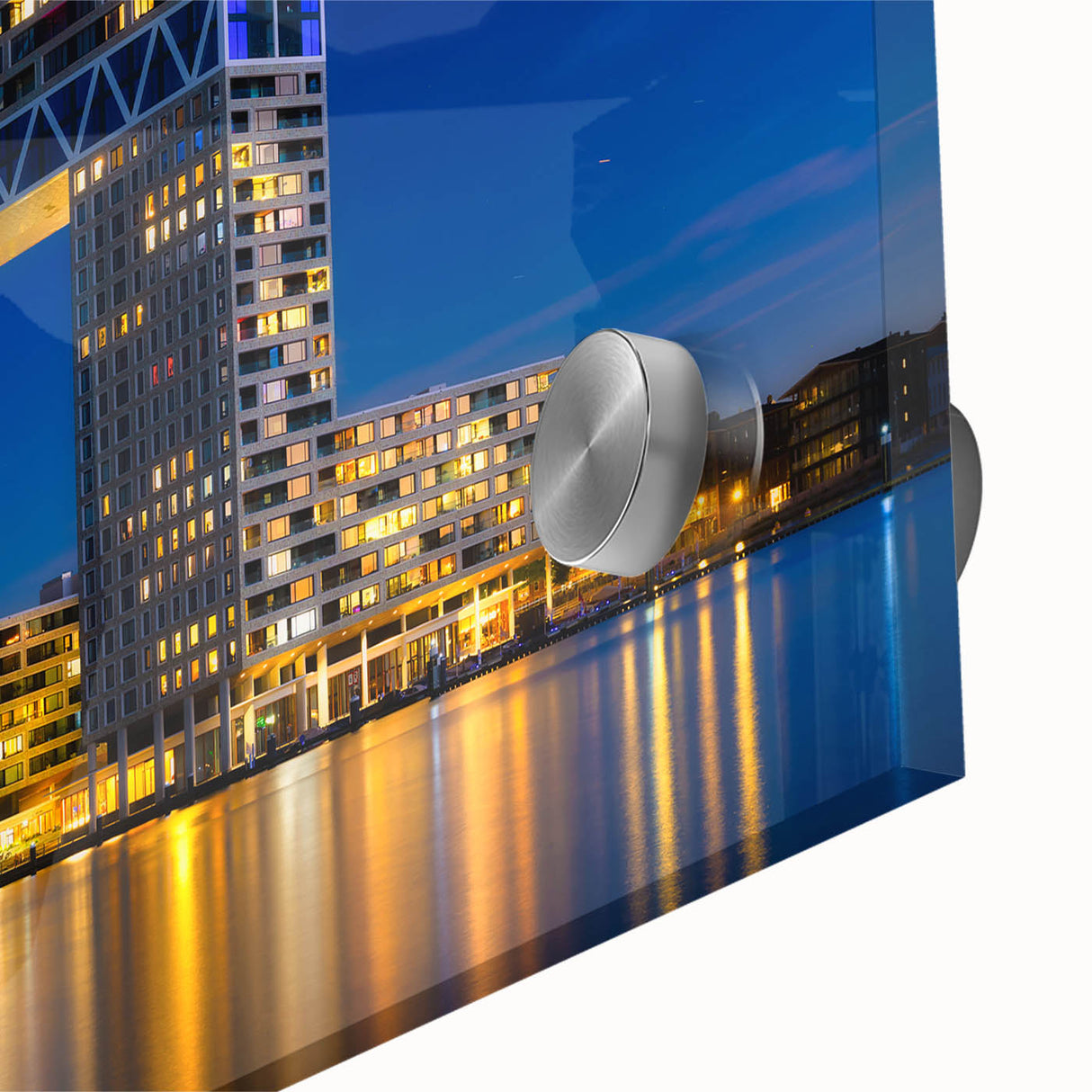 Acrylic print of a large abstract Amsterdam scenery in muted earth tones, ideal for dining room art.