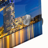 Acrylic print of a large abstract Amsterdam scenery in muted earth tones, ideal for dining room art.