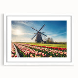 Textured abstract art print of a European scenery in muted earth tones on a framed white mat, suitable for bedroom decor.