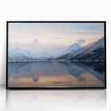 Large abstract wall art depicting a Norwegian landscape in muted earth tones, framed acrylic.