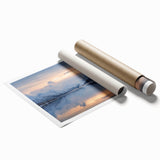 Extra large wall art featuring a serene Norwegian landscape in muted green and blue tones, printed on rolled canvas.