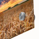 Large abstract wall art of a European scenery in vibrant colors on acrylic glass, ideal for dining room ambiance.