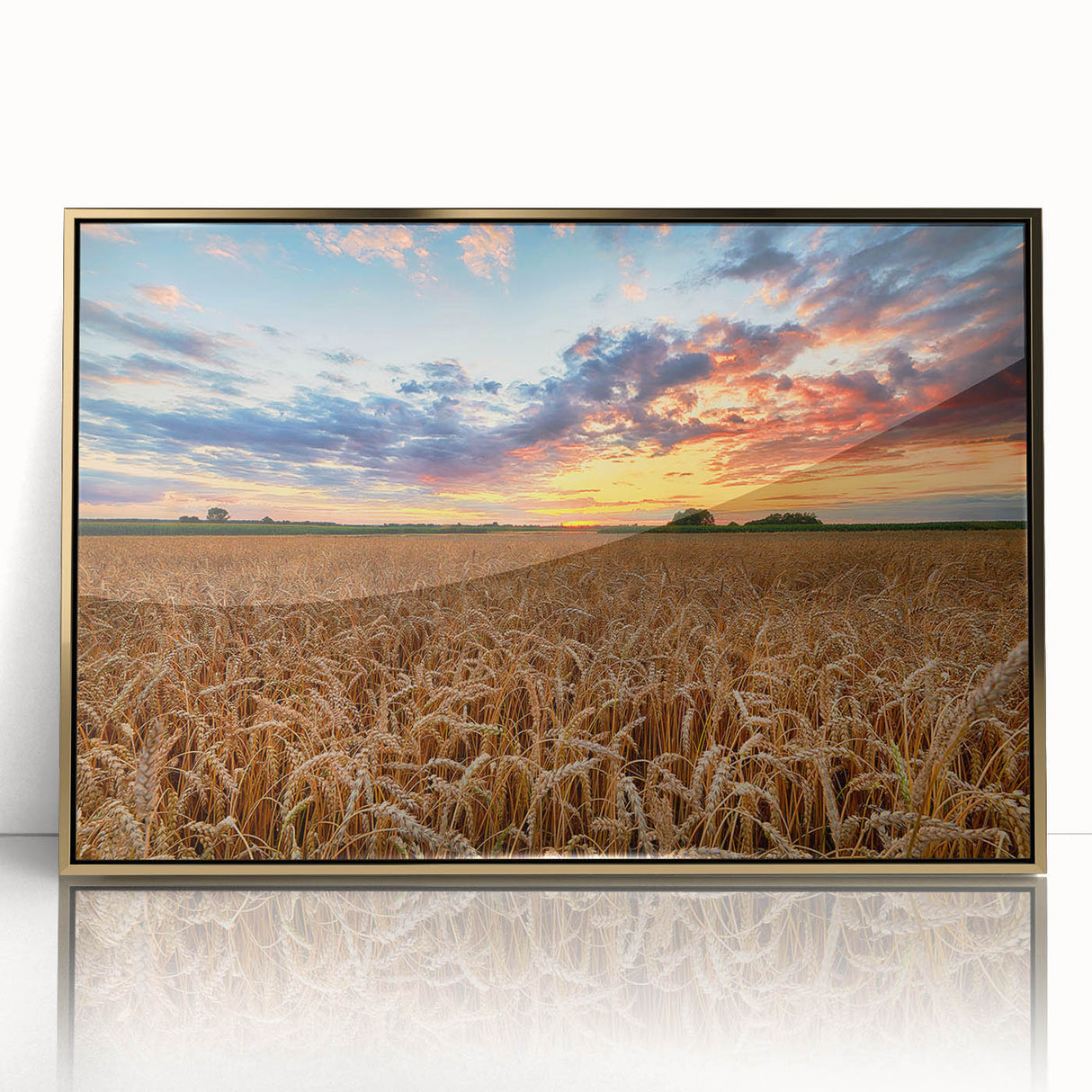 Art deco poster of a European scenery in Poland, framed in gold acrylic, ideal for nursery wall art.