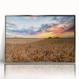 Large art print of a European Polish landscape in muted earth tones on a framed acrylic, ideal for modern art wall decor.