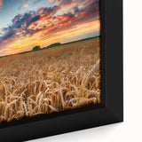 Extra large framed canvas of a textured Polish landscape in vibrant colors, ideal for living room decor.