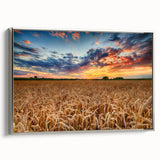 Framed canvas featuring a vintage-style landscape painting of a Polish scenery in muted colors, ideal for living room decor.