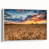 Vintage poster art of a European cityscape in vibrant colors on a large framed canvas, suitable for living room decor.