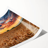 Extra large wall art featuring line art flowers in muted earth tones on rolled print, suitable for large living room decor.