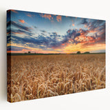 Large art print of a European scenery in Poland, featuring muted earth tones on stretched canvas, ideal for kitchen wall art.