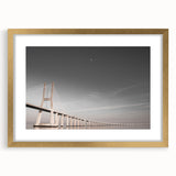 Abstract art print of Lisbon scenery in muted earth tones on a framed canvas, ideal for dining room decor.
