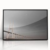 Large abstract wall art featuring Lisbon scenery in black and white tones on a framed acrylic.