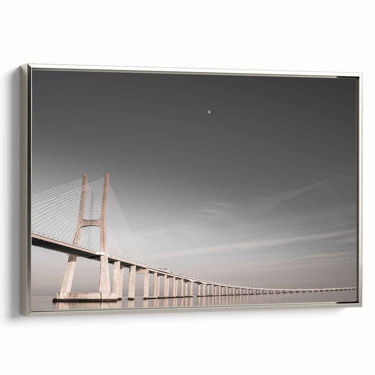 Framed canvas of a vintage Lisbon landscape in colorful shades, ideal for living room decor.