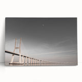 Black and white stretched canvas of Lisbon scenery, ideal for kitchen wall art.