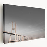 Side view of a stretched canvas depicting Lisbon’s cityscape in muted earth tones, ideal for kitchen wall art.