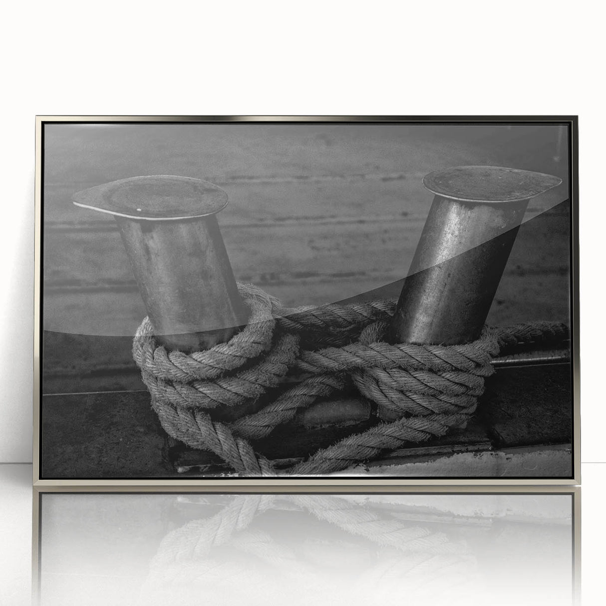 Large art print of Porto scenery in mid-century modernist style, acrylic framed in silver, suited for modern decor.