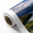 Art Deco style poster of a European scenery in Romania on rolled canvas, suitable for nursery wall art or dining room decor.