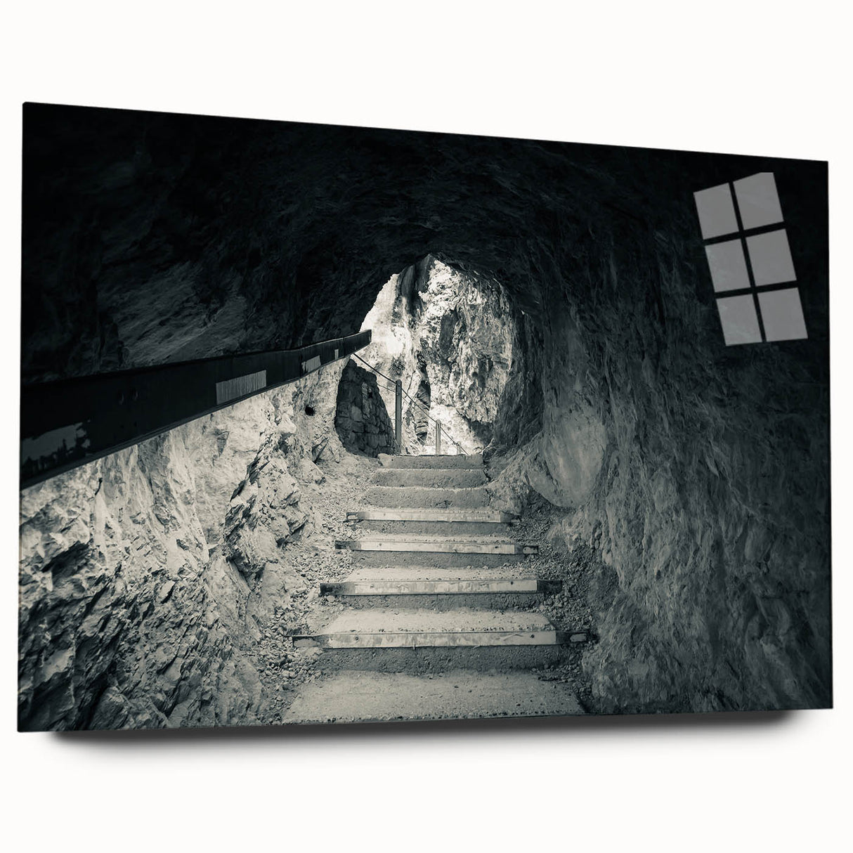 Large abstract acrylic print of a Slovenian landscape in muted earth tones, ideal for bedroom or dining room decor.
