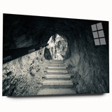 Large abstract acrylic print of a Slovenian landscape in muted earth tones, ideal for bedroom or dining room decor.