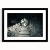 Extra large abstract art print depicting a colorful, textured Slovenian landscape on a framed black mat.