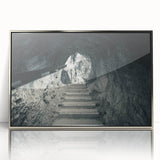 Acrylic print of Slovenian landscape in art deco style with muted green and silver tones, suitable for modern art wall decor.