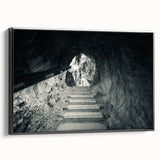 Black and white framed canvas depicting a vintage-style Slovenian landscape, ideal for bedroom wall decor.