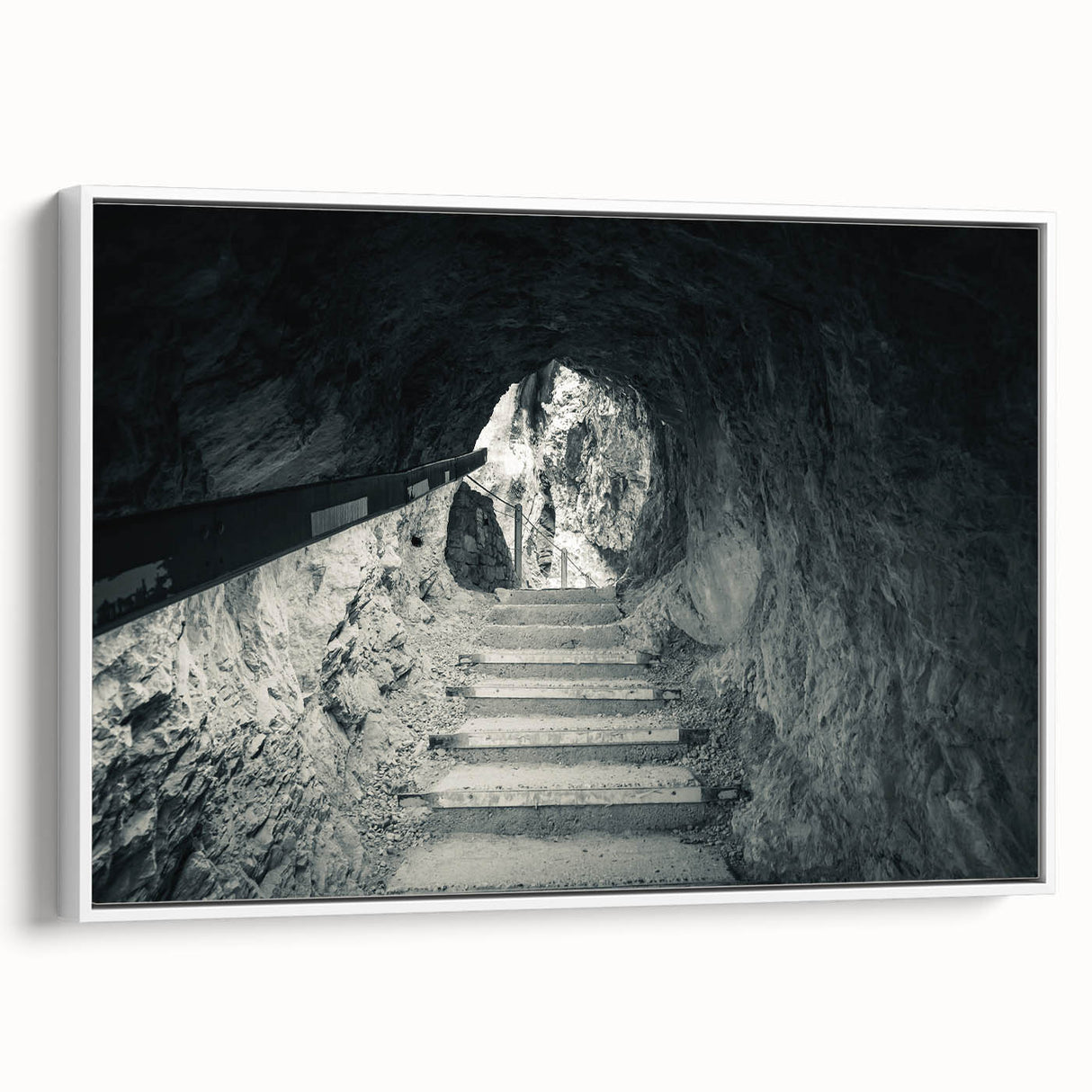 Framed canvas wall art featuring a vintage-style landscape painting of a Slovenian scenery in muted earth tones.