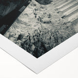 Art deco poster of a Slovenian landscape in muted earth tones on rolled canvas, suitable for dining room wall art.
