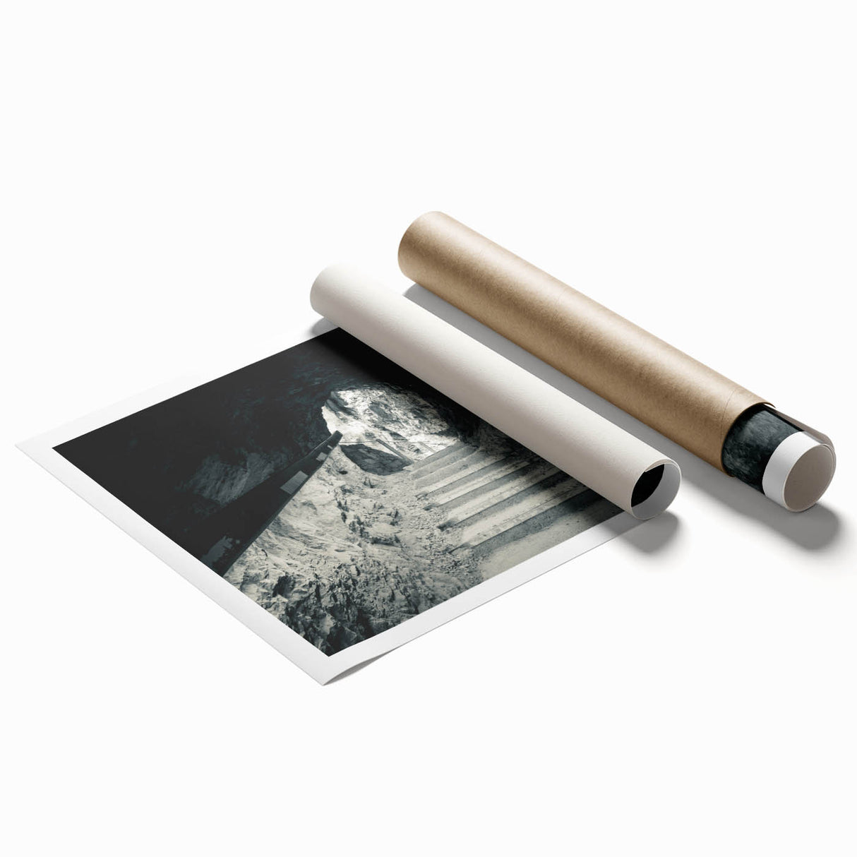 Extra large rolled print of a Slovenian landscape featuring lush greenery and a river, ideal for large living room wall art.