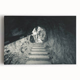 Black and white photo of Lake Bled, Slovenia on stretched canvas, ideal for kitchen wall art.