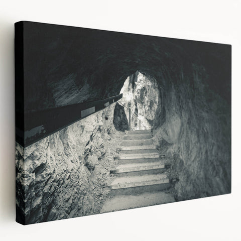 Large canvas print depicting a scenic European landscape in Slovenia, muted earth tones, ideal for kitchen wall art.