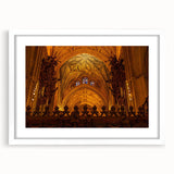 Extra large abstract art print of Andalucian scenery in vibrant hues, framed with a white mat, ideal for living room decor.