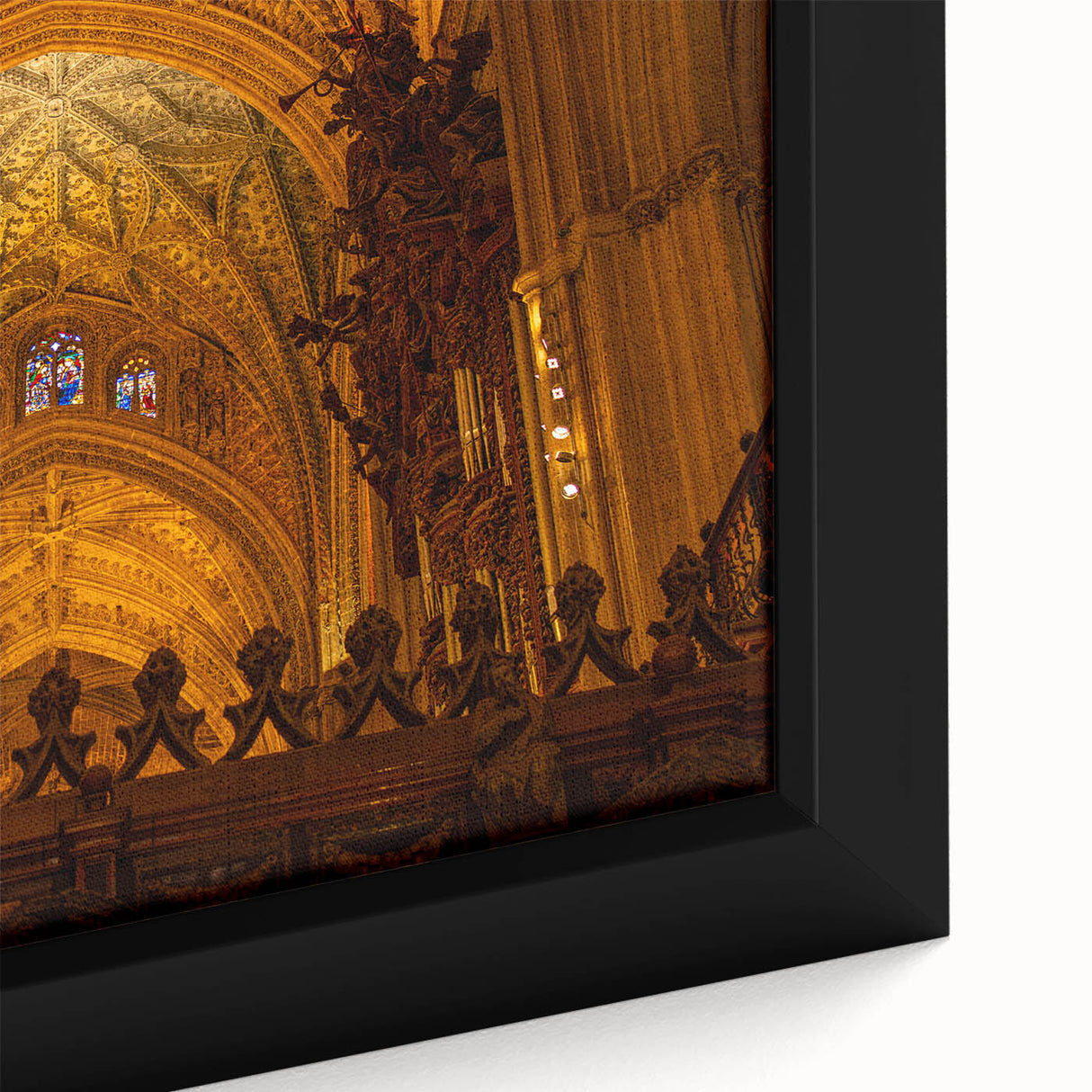 Extra large framed canvas featuring a textured depiction of Andalucia, Spain with vibrant colors on a black background.