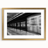 Abstract art print of Barcelona with gold frame and mat, showcasing vibrant colors, ideal for dining room decor.