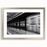 Extra large abstract art print depicting textured Barcelona scenery in muted earth tones, framed in silver.