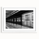 Textured art print of abstract Barcelona scenery in muted earth tones on a framed white mat, suitable for bedroom decor.