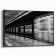 Black and white vintage poster art of Barcelona landscape on framed canvas, ideal for bedroom wall decor.