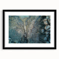 Extra large abstract art print of colorful, textured scenery resembling the Canary Islands, in a black frame with mat.