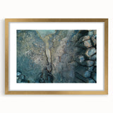 Abstract art print depicting a vibrant European scenery on a gold-framed mat, ideal for dining room decor.