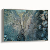 Landscape art painting of a scenic European view in vibrant colors on a silver-framed canvas, suitable for living room decor.