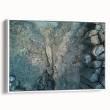 Vintage poster art of a scenic European landscape on extra large framed canvas, featuring colorful art with black edges.