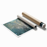 Extra large rolled print of a scenic European landscape with floral elements in soft pastel shades.