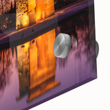 Large abstract wall art of Madrid's scenery in mid-century modernist style on acrylic glass.