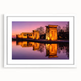 Abstract art print of Madrid scenery in muted earth tones, framed with a white mat, ideal for dining room decor.