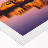 Art deco poster of Madrid skyline in muted earth tones on rolled canvas, suitable for dining room wall art.