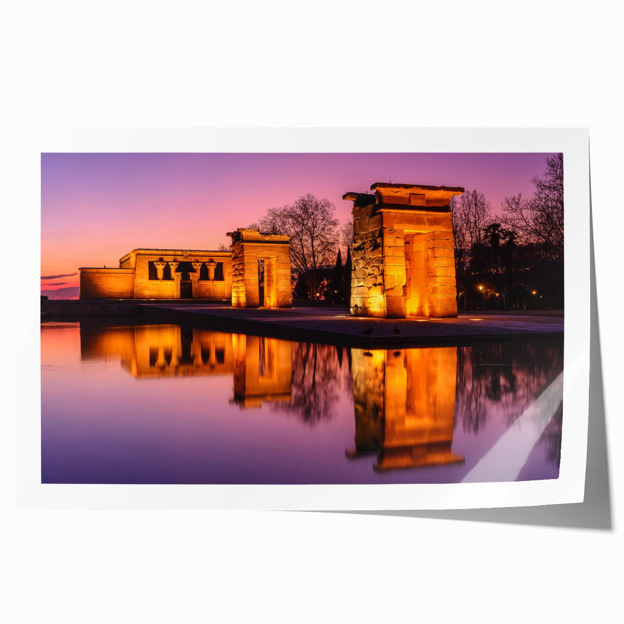 Extra large rolled print of Madrid scenery with vibrant floral elements, ideal for art wall dining room.