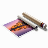 Rolled print of Madrid scenery with vibrant floral elements, ideal for classy bathroom wall art.