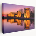 Large stretched canvas depicting the Madrid skyline in muted earth tones, ideal for kitchen wall art.