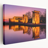 Large stretched canvas depicting the Madrid skyline in muted earth tones, ideal for kitchen wall art.